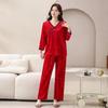Autumn and Winter Women's Velvet Loungewear Printed Loose Plus Size Pajama Set