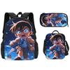 Detective Conan Anime Backpack Set Kids 3-Piece School Bag Crossbody Pencil Case Waterproof Cute Cartoon Design