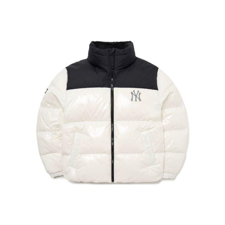 MLB New York Yankees Glänzende Farbblock-Steppjacke Freizeit Brotjacke Daunenmantel Winter Kurz Unisex Jacke Weiß 3ADJN0516-50IVS L black