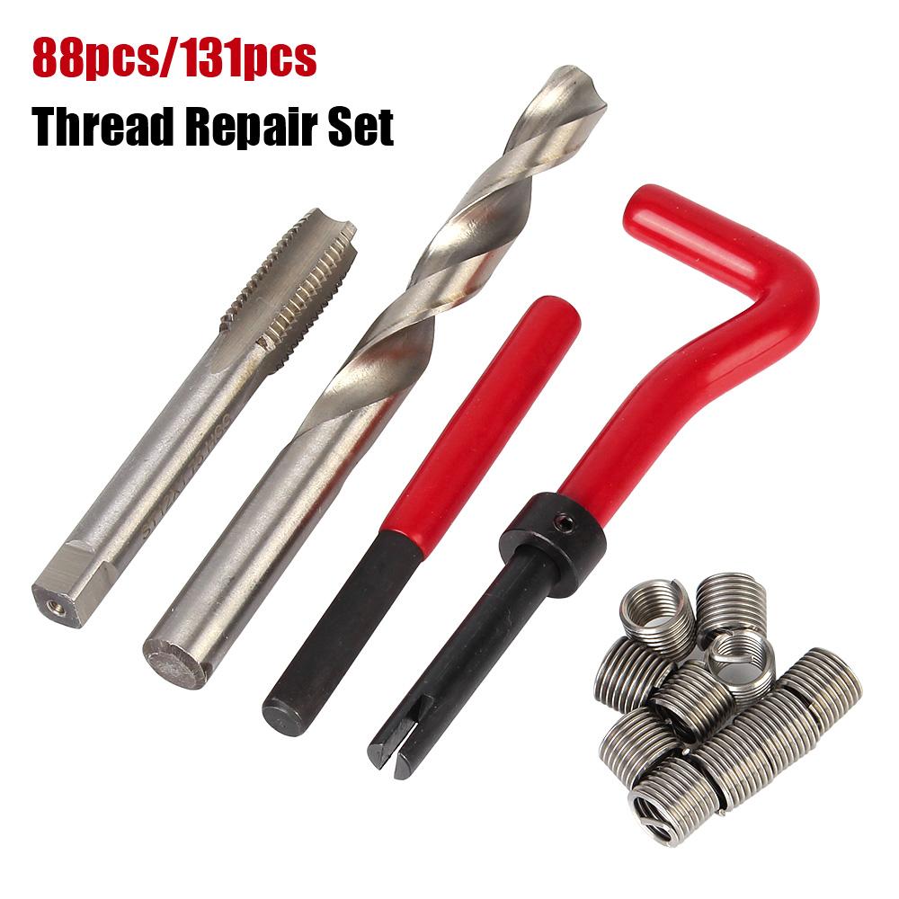 88/131 pcs Car Tools Car Accessories Engine Block Restoring Damaged Set Thread Repair Tool Kit M5 M6 M8 M10 M12 88Pcs