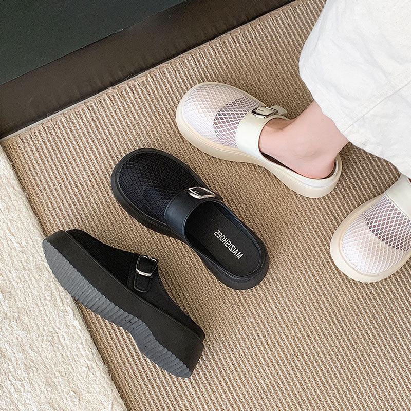 Baotou Drag Women's Summer Wear 2025 New Spring Hole Shoes Small Platform Shoes Heightened Half Slippers