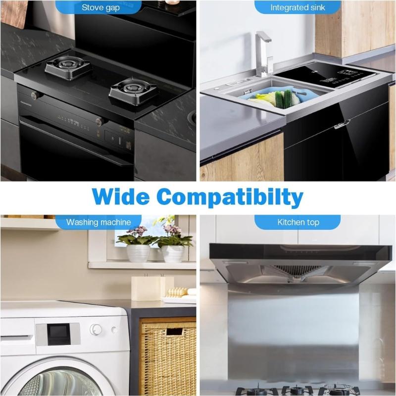 2 Pairs Stainless Steel Kitchen Stove Gaps Filler Adjustable 13.8" to 27.5" Heat Resistant Counter Gaps Protector for Oven