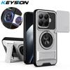 KEYSION Magnetic Phone Case for Xiaomi 15T Pro 5G Slide Camera Protection Upright Kickstand Shockproof Back Cover for Xiaomi 15T