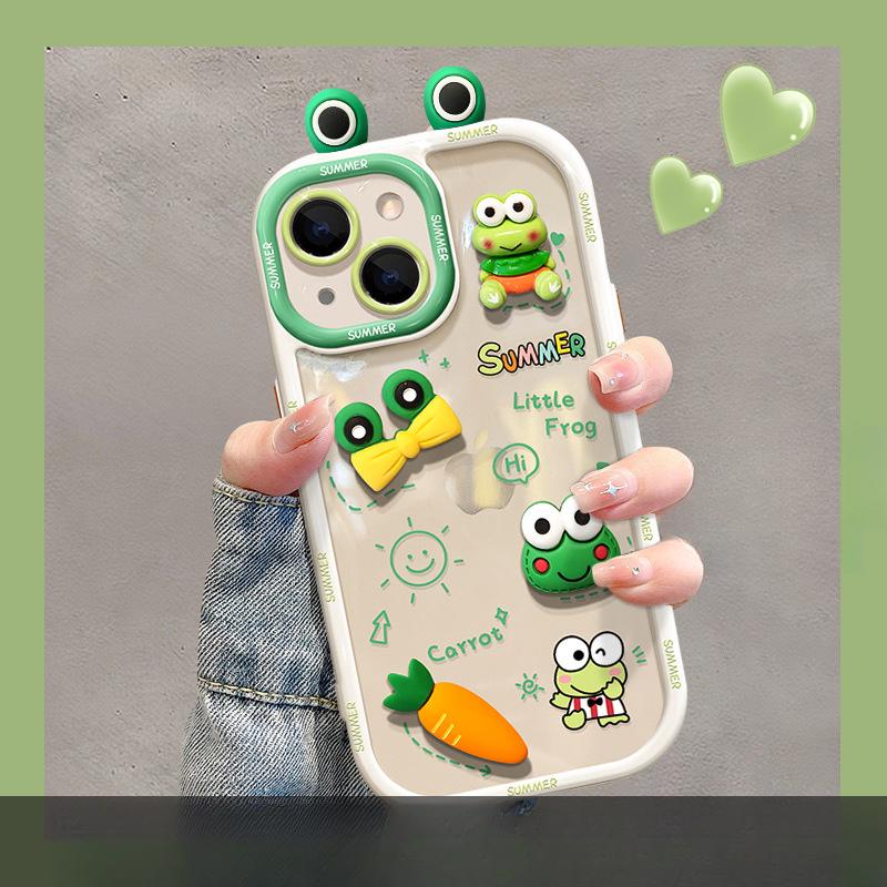 Applicable To Apple 14promax Mobile Phone Case for Women IPhone 13 Cute Funny Three-dimensional Frog Doll 12 Soft