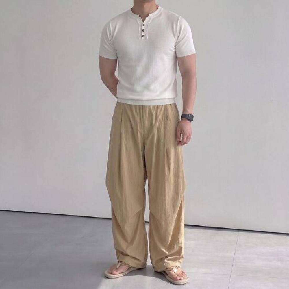 Onl Banankushi Parachute Curved Nylon Wide Pants