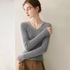 2026 Le Ka Sha Women's 100% Pure Cashmere Striped V-Neck Long Sleeve Knit Pullover