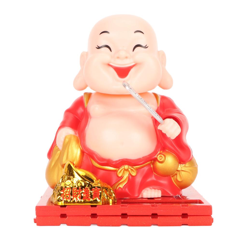 Solar Buddha Figurine Maitreya Auto Hand Shaking Solar Powered   ABS Buddha Statue for Home Car