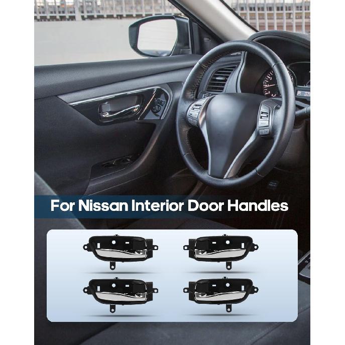 ECCPP Interior Door Handles 2013-2017 for Nissan for Altima Outer Replacement Driver Passenger Door Handles 4pcs Black 806713TA0D, 806403NA0A