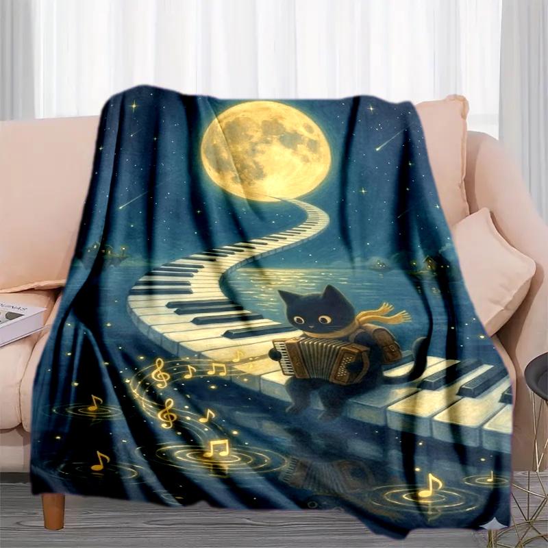1PC Piano Keys Music Printed Blanket, All Season Lightweight Home Office Outdoor Nap Multifunctional Blanket A18
