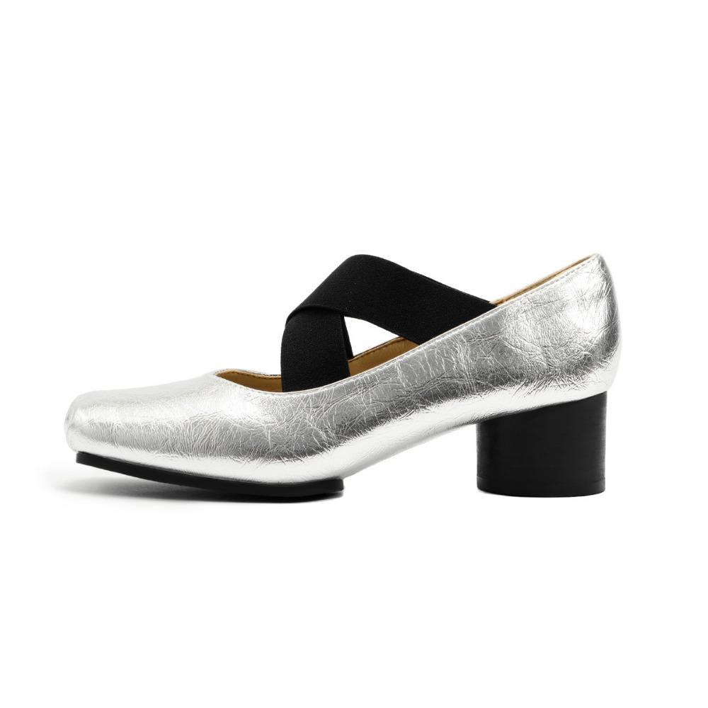 Heels Women Shoes Leather Mary Jane Single Shoes Retro Cross Strap Square Head Comfortable Thick Heel High Heel Ballet Shoes