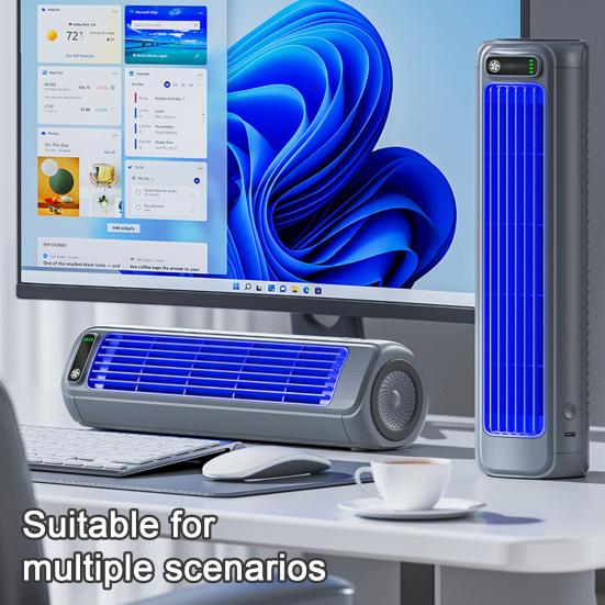 Portable Air Conditioner, High-Speed Quiet Desk Fan with 3 Speeds & Long Battery Life, Wall Mount Air Cooler for Bedroom Office Home