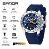 Sanda Men's Waterproof Dual Display Multi-Function Watch with Timer, Snooze, and Night Light.