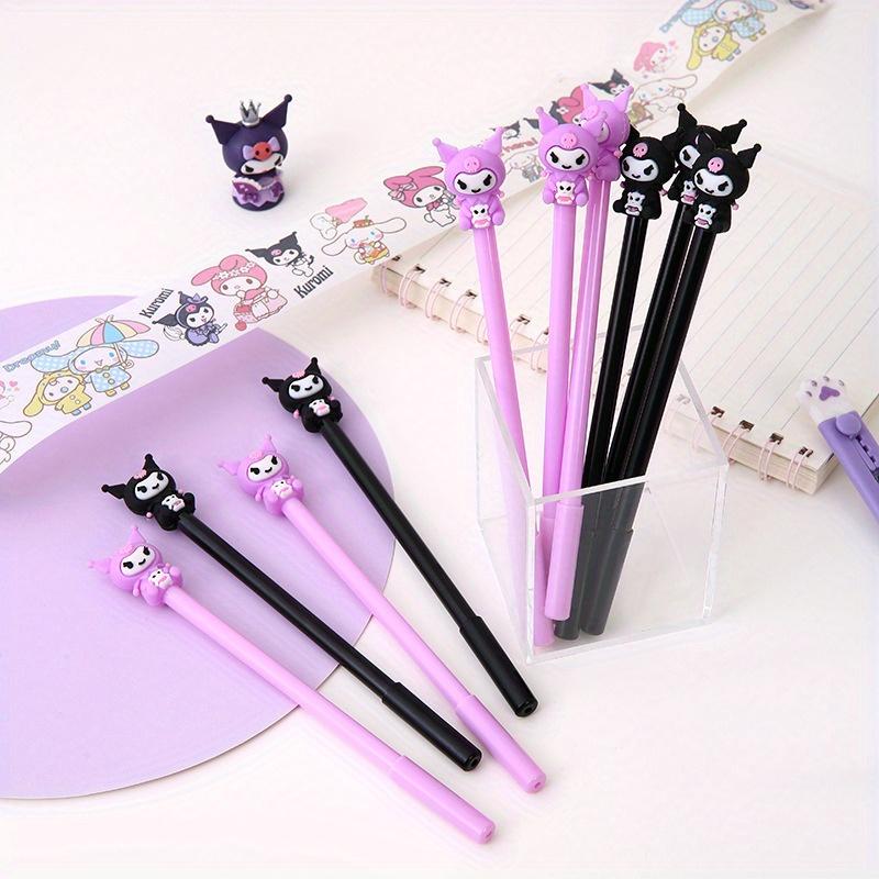 Sanrio 12/ 30PCS Black Kuromi Anime Gel Pens Cute Fairy Character Design 0.5mm Black Ink Ideal for Playful Gifts Office Signature Pen, Back School