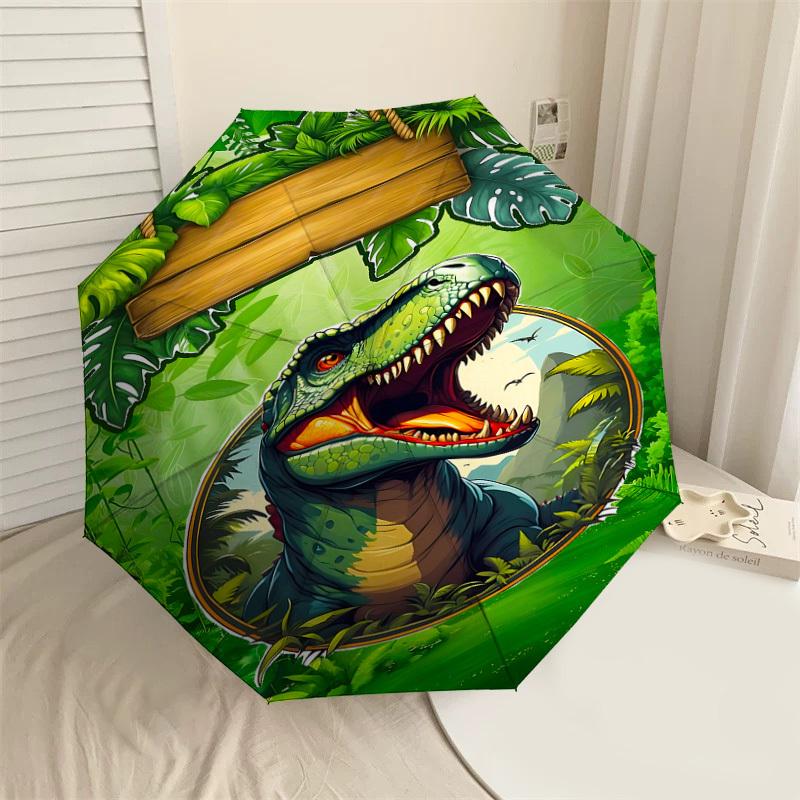 

1PC dinosaur jungleAutomatic Open/Close Umbrella with Windproof, 8-Rib Sturdy Canopy, Durable Ribs, Fashionable Design, Outdoor Accessory, Fun Prin, H