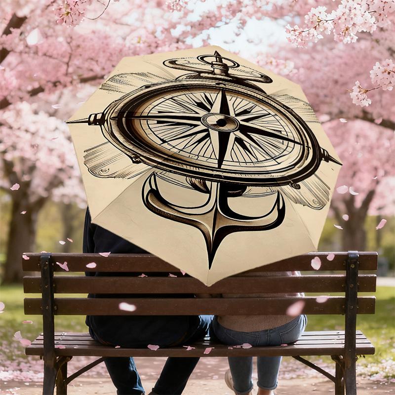 1PC Compass AnchorAutomatic Open/Close Umbrella with Windproof, 8-Rib Sturdy Canopy, Durable Ribs, Fashionable Design1218A