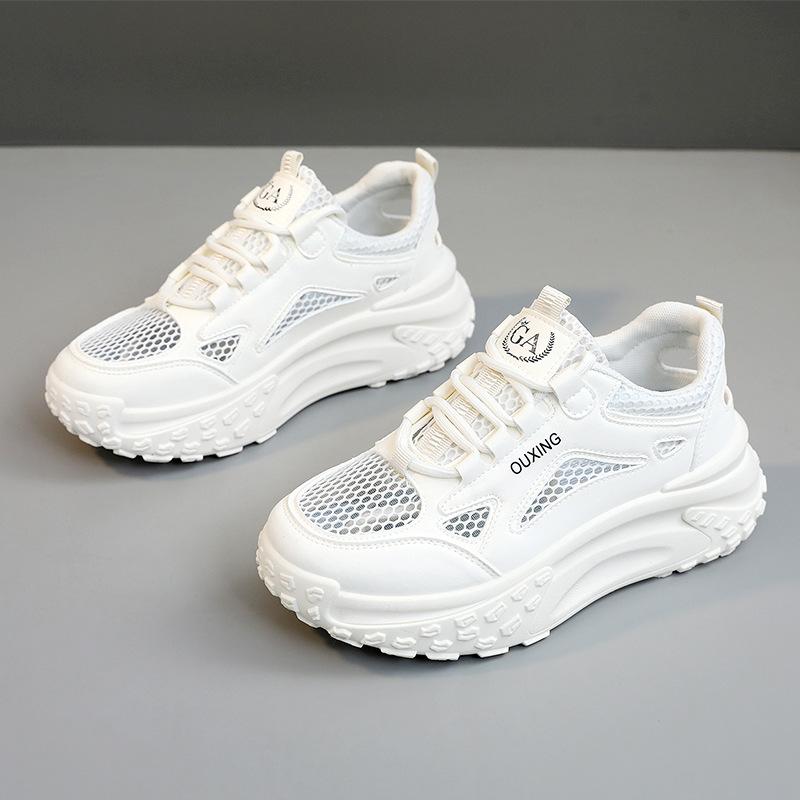 

[Customized] SH621 New Dad Shoes Women s 2025 Spring and Summer Breathable Height Increase Thick-soled Mesh Versatile Little White Shoes 35