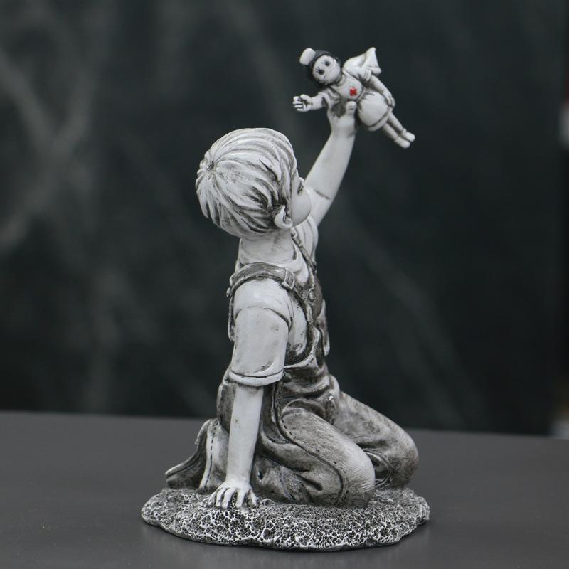 Banksy Nordic Creative Boy Resin Statue Ornaments Living Room Decoration Street Art Design Carving Sculpture Crafts Home Decor