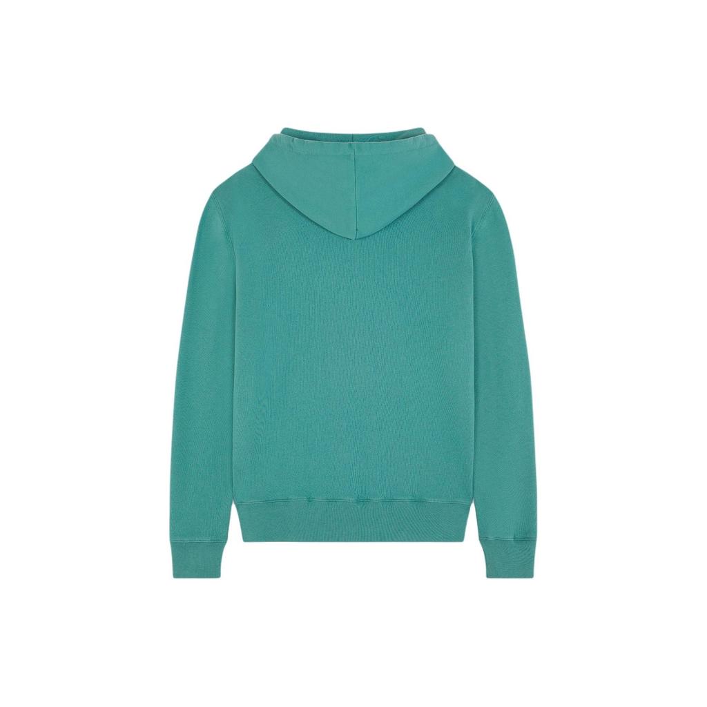 Maison Kitsune SS24 Fox Head Embroidery Patch Hoodie Solid Color Pullover Long Sleeve Sweatshirt Men Sweatshirt Pine-Green LM00702KM0001-P373