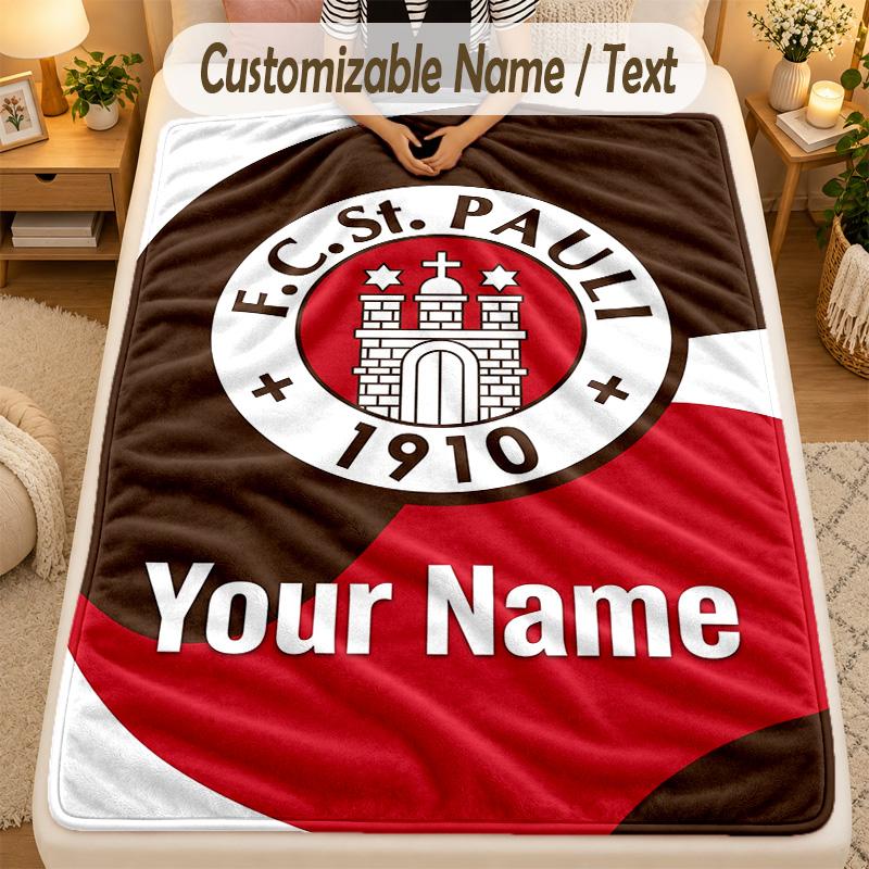 FlaneldeckeFC St. Pauli Personalisierte Weiche Warme Decke mit Individuellem Namen Text Heimdekoration Geschenk