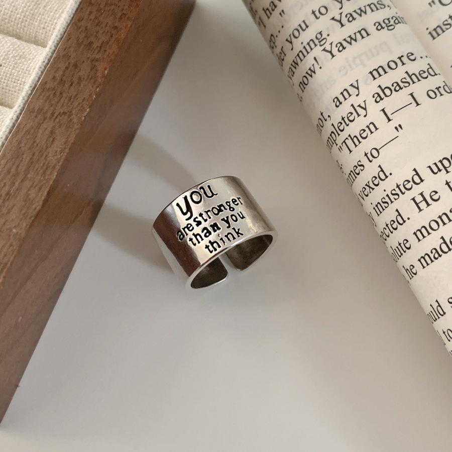 European  American Wide-Edge Letter Ring: Retro Adjustable Punk Style for a Unique, Trendy Look One Size
