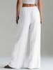 Women's Flowy Linen Wide-Leg Pants - Summer Beach Travel Wear with Elastic Waist & Pockets