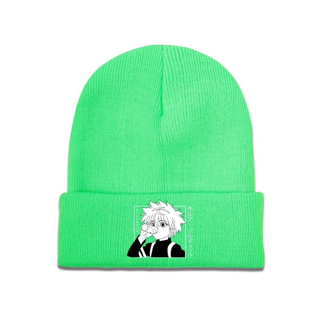 Kawaii Hunter X Hunter Killua Zoldyck Pletená čepice pro ženy Unisex Skullies Čepice Zimní čepice HXH Anime Manga Casual Cap