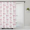 Stylish Bowknot Bath Curtain Water Resistant Fabric Shower Curtain Easy Maintenances Household Hotel Bathroom Use