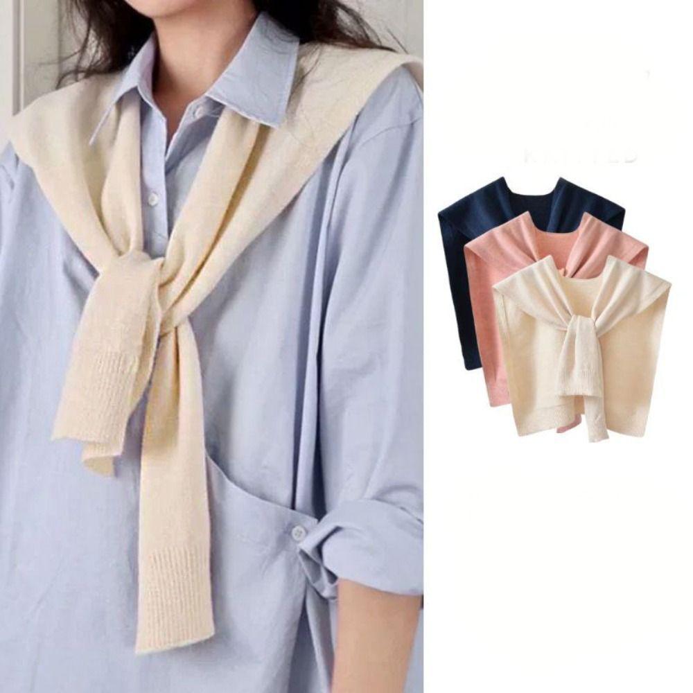 Blouse Shoulders Knitted Shawl Cape Wool Scarves Elegant Fake Collar Female
