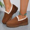 Fashion Women's Warm Cotton Shoes, Winter Plush Casual Shoes, Outdoor Non-slip Fluffy Thick-soled Snow Boots, Slip-on Loafers