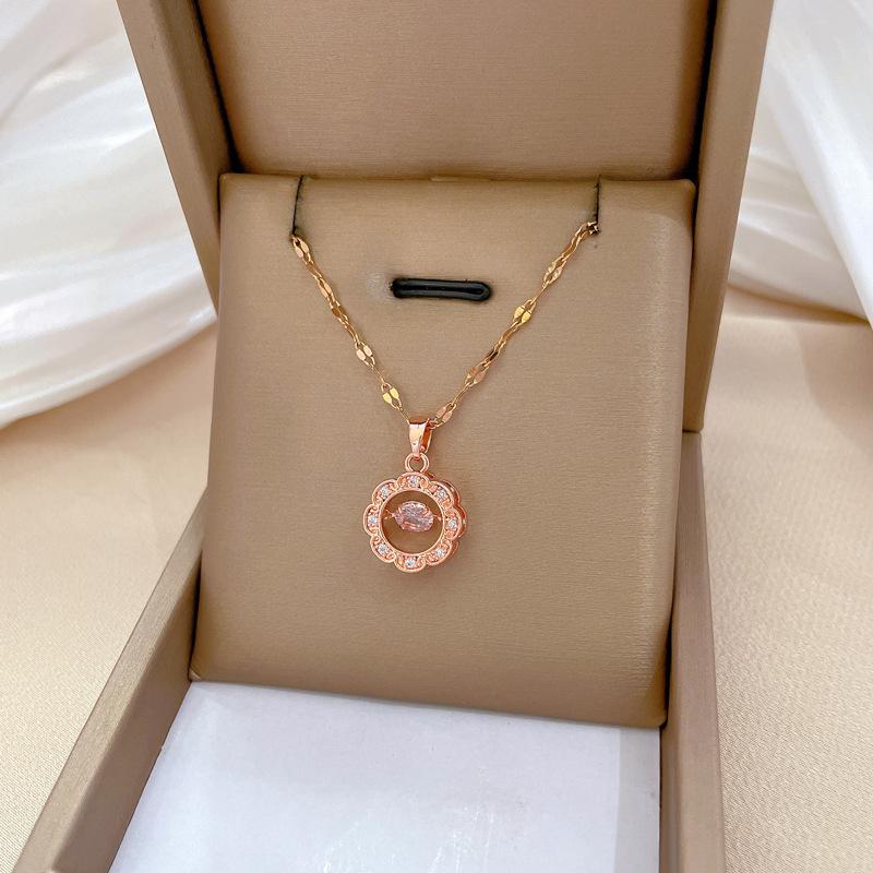 Ring Smart Light Luxury Temperament Gorgeous Full Diamond Necklace Women'S Versatile Collarbone Chain Titanium Steel Chain