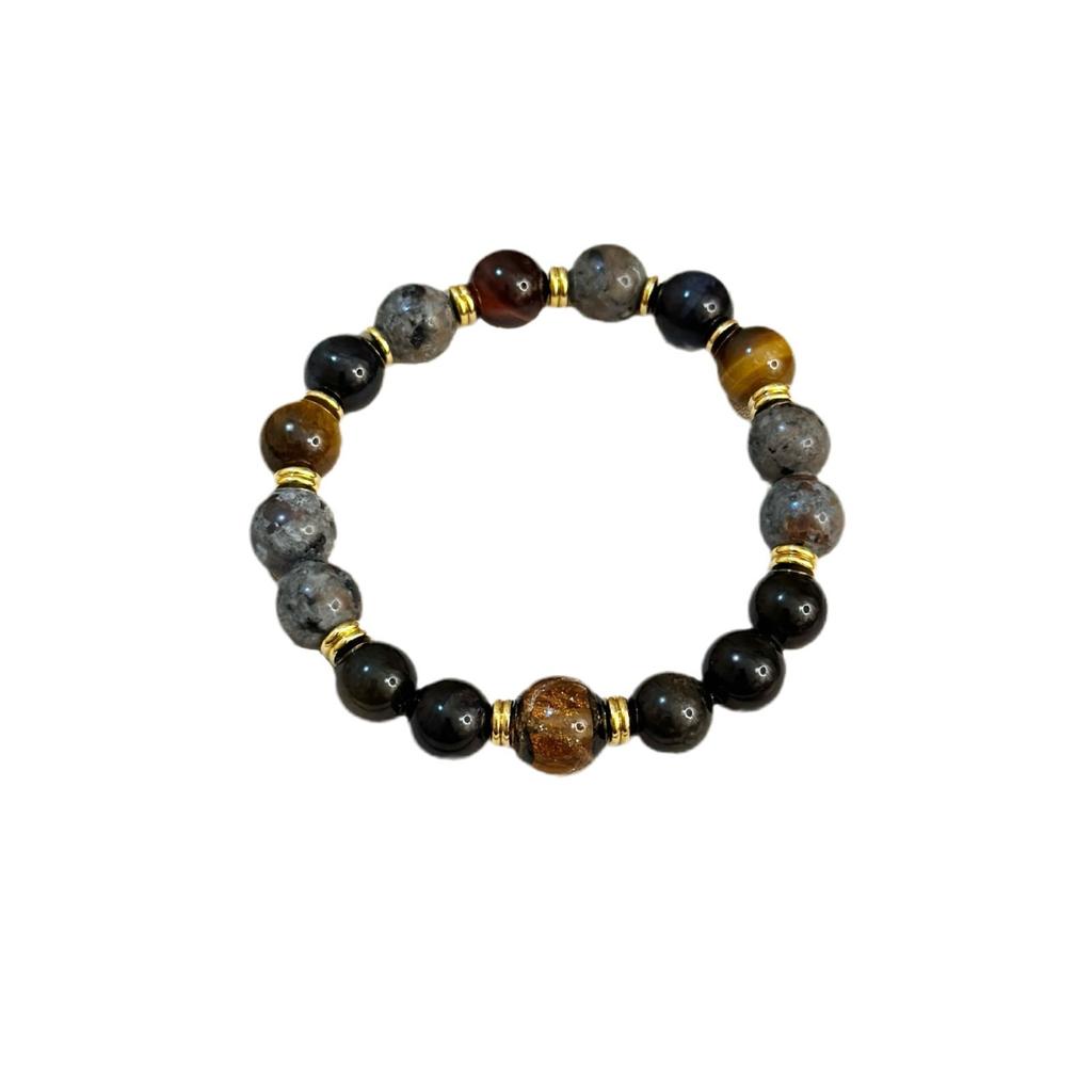 Black Myth Wukong Flame Stone Gold Obsidian Beaded Couple Bracelet for Women Original Design Yellow Tiger Eye Bracelet Jewelry