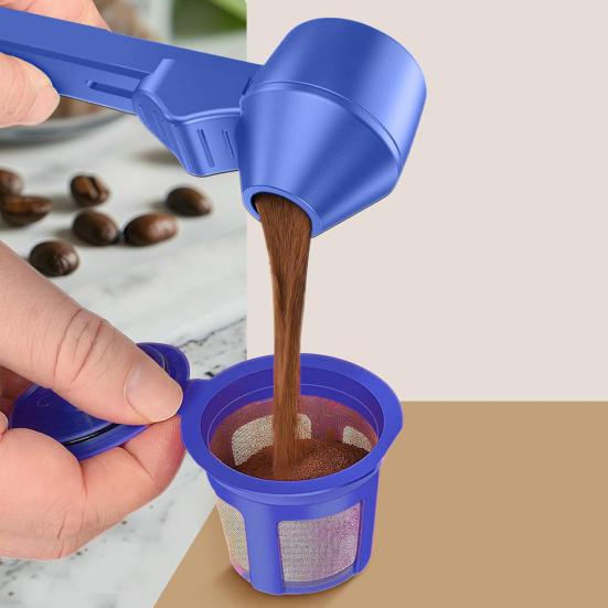 Coffee Spoon Funnel for Reusable K Type Cup Pods 2 Tablespoon Capacity Neat Tea Bag Filler Spoon Coffee Measuring Spoon for Ground Coffee Protein