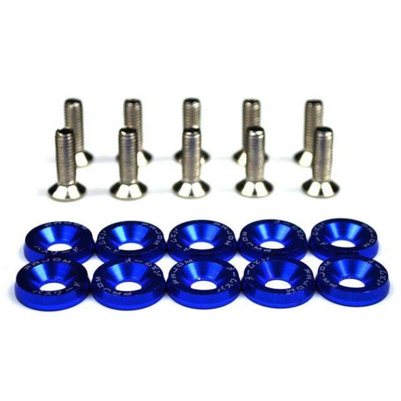 10pcs/set Car Modified Hex Fasteners Fender Washer Bumper Engine Concave Screws Aluminum Fender Washers and M6 Bolt