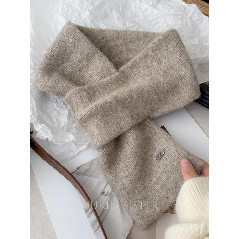 Wool Knitted Blended Red Small Scarf with Ear Piercing Holes for Winter Warmth A Family and Children's Scarf