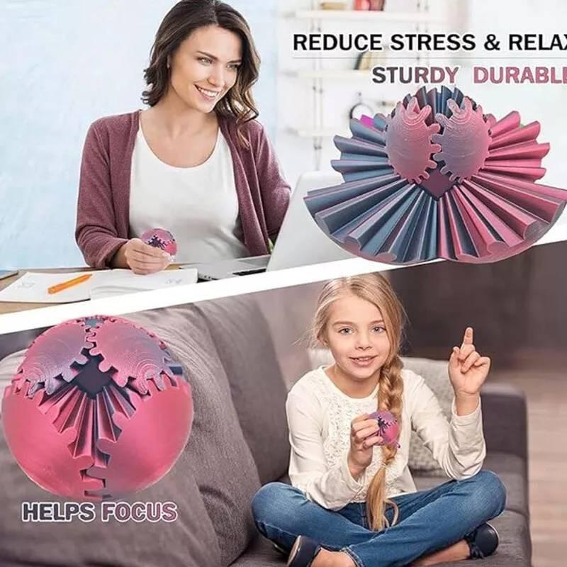 Modern Art 3d Printed Gear Ball Spin Ball Plastic Decoration With Intricate Design