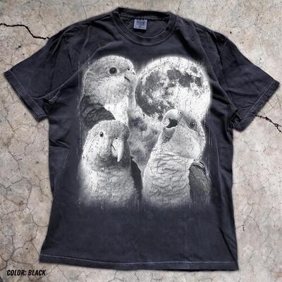 Distressed Parrot Full Moon Graphic Tee, Tropical Bird Lover Gift