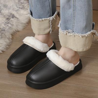 Pantoufles de Fourrure Mode Femmes Hiver Sandales en Peluche Luxe Slip on Plateforme Diapositives Féminines Semelle Épaisse Designer Coton Chaussons d'Intérieur Imperméables