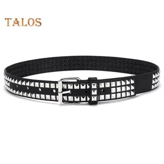 SDXCJY Rivet Studded Goth Row Piramide Vierkante PU Lederen Vintage Rock Grommet Riem voor Jeans Rockwear, Zwart, 110 cm