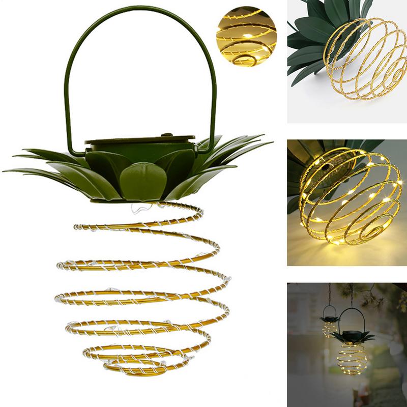 Spiral Lantern Light Solar Powered Pineapple Lamp Spiral LED Lanterns Outdoor Decorative String Wire Lights For Garden Patio