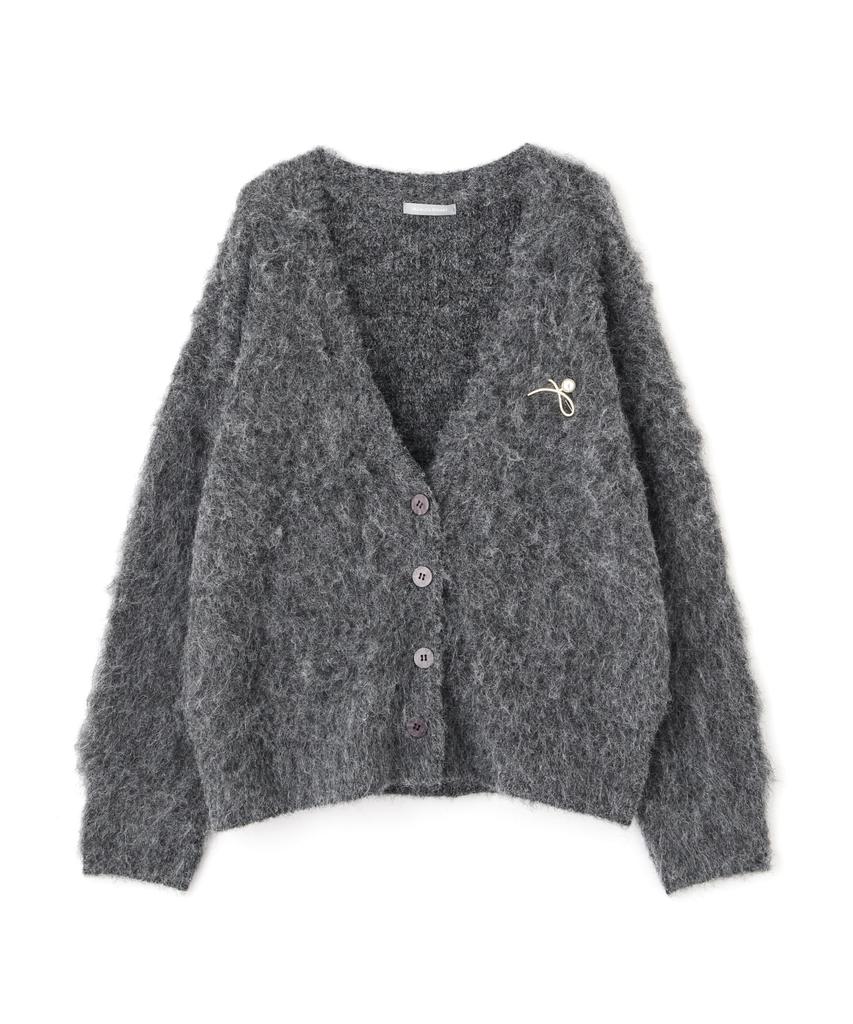 Jill by Jill Stuart Airy Knit Sweater with Charcoal Gray Women's Brooch,