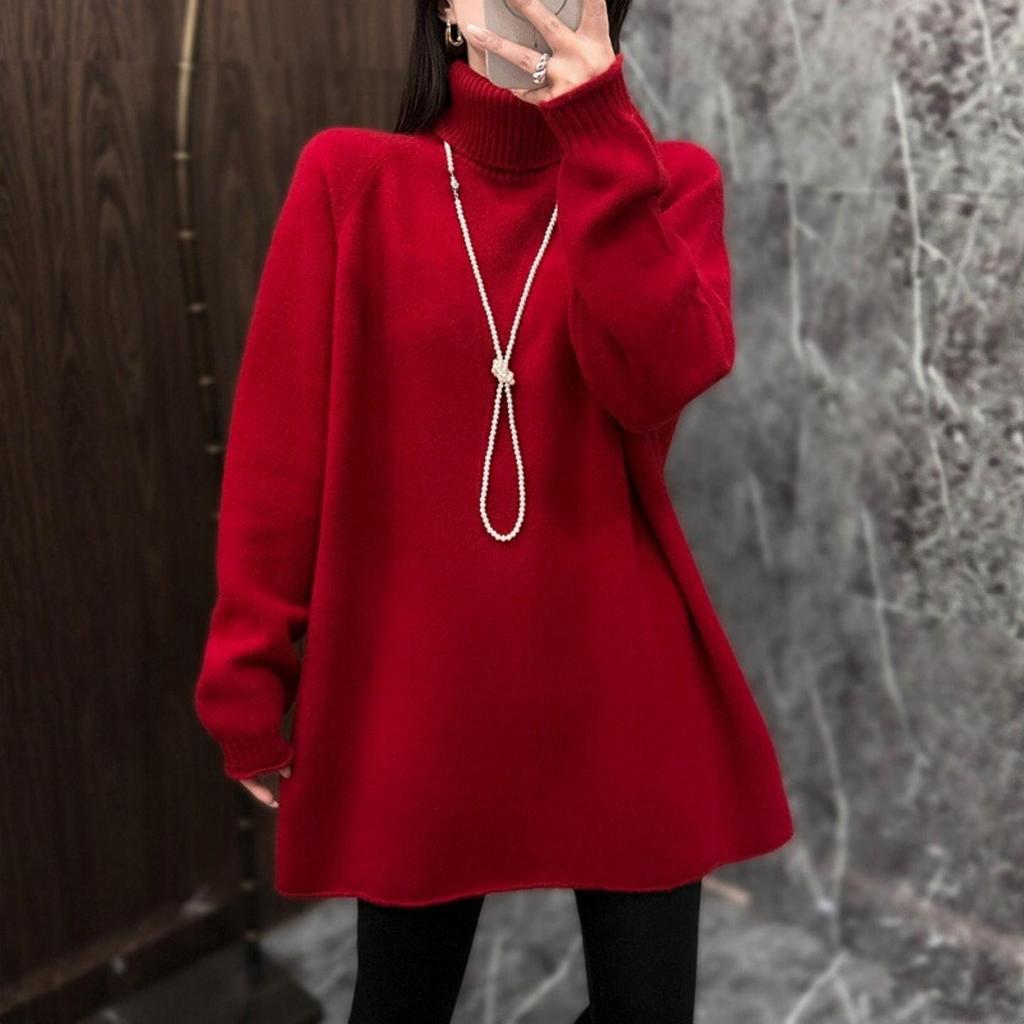 Women's Soft & Cozy Half-High Collar Sweater: Autumn/Winter Pullover, Slimming, Loose Fit, Knit Base Layer, Perfect for Lazy Days.