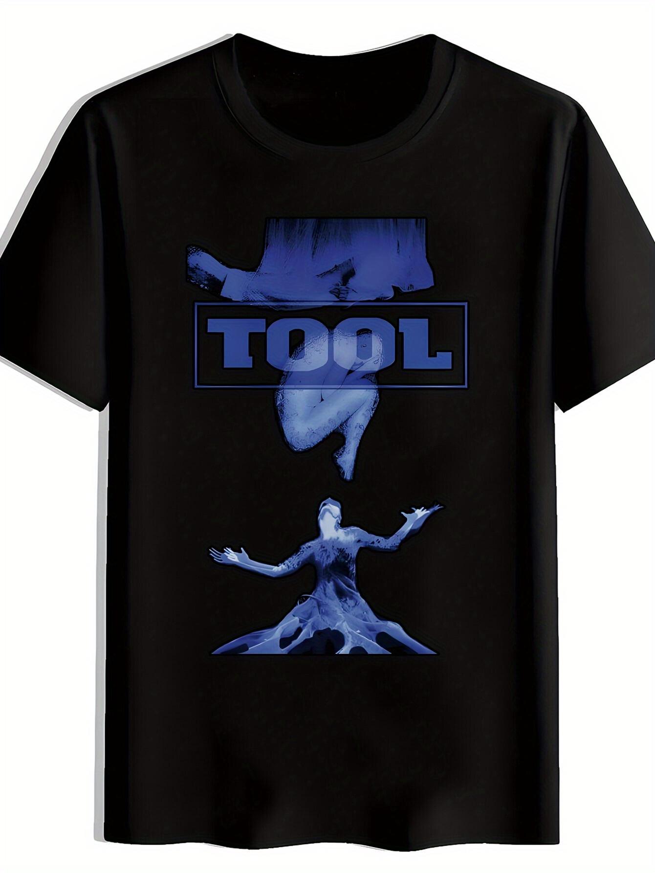 Black T-shirt with Vibrant Blue & Purple Abstract Design - TOOL Band Graphic S