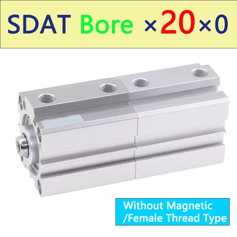 SDAT Pneumatic Cylinder SDAT 20/25/32/40/50/63/80/100 Double Force High Thrust Female Thread Type Magnetic Thin Cylinder