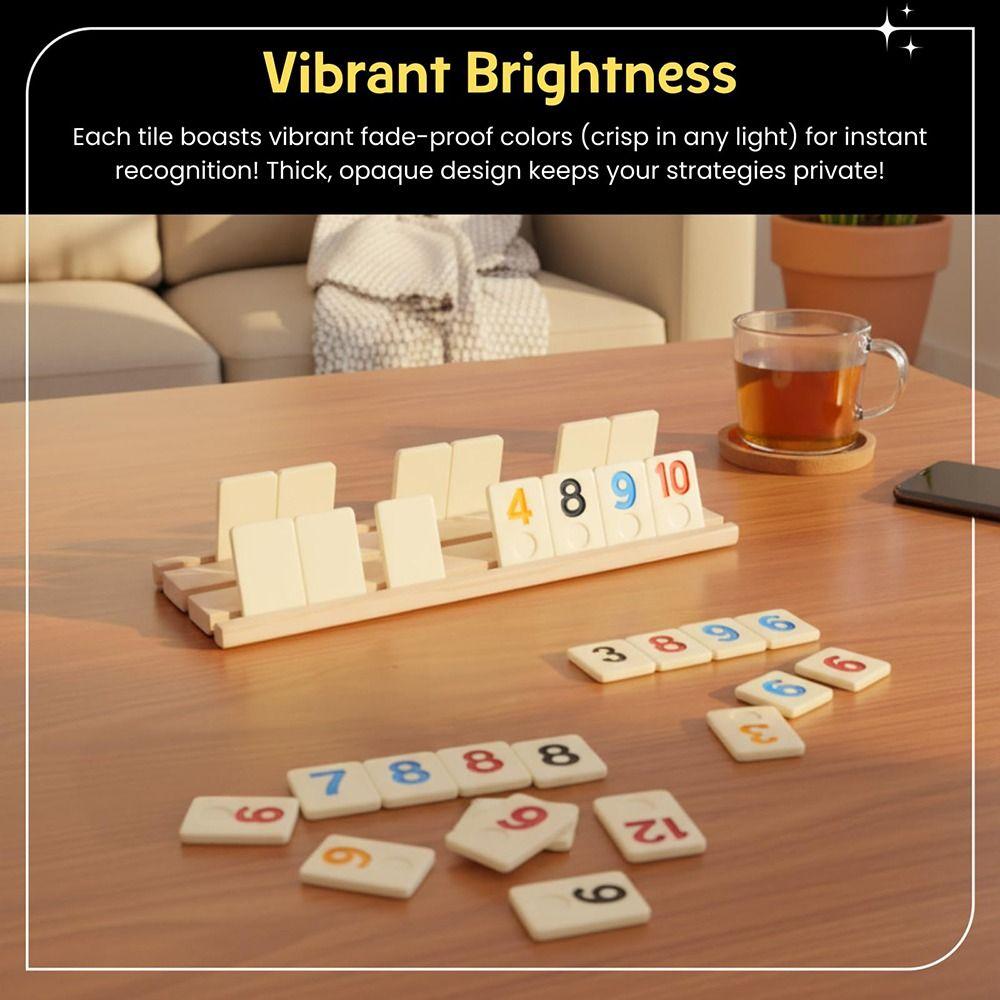 106Pcs Board Games Wooden Rummikub Game 106 Tiles Travel Set Rummy Tiles Portable Case Classic Board Game Multi-Player Game