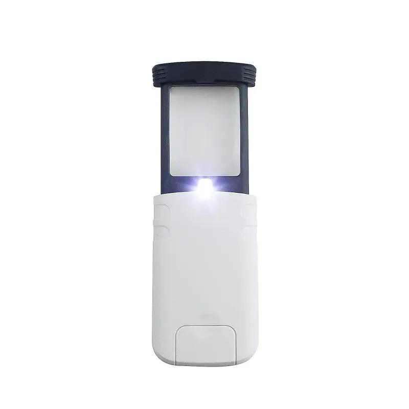 Loupe 4X avec 3 lumières LED - Microscope de poche pliable pour bijoux, lecture et loisirs créatifs (Lentille d'agrandissement portable éclairée, Lentille HD)