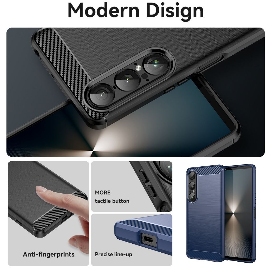 Für Sony Xperia 1VII VI V IV III II Hülle Kohlefaser Stoßfest Silikon Rückseite für Xperial 1 VII Handyhülle