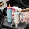 Cana Chakolab de Capacitate Mare cu Paie Cupă Vidată din Oțel Inoxidabil Pad din Silicon 1050ml PP Cana Portabilă Ice King pentru Cafea Fierbinte Bărbat