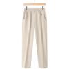 LangSha Women's Elastic Waist Straight-Leg Cropped Pants