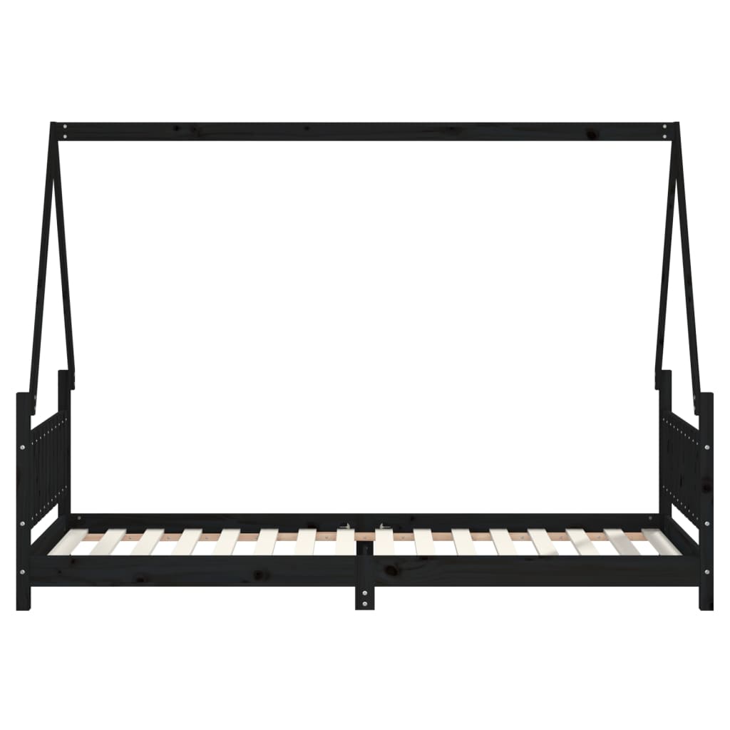 Kids Bed Black 80x200 cm Solid Pine Wood