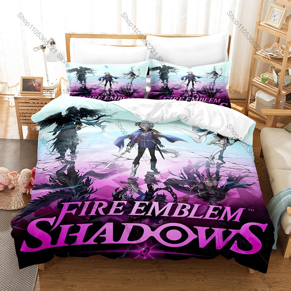 Strategy RPG Fire Emblem Full Printed 3PCS Bedding Duvet Cover + 2 Pillowcases Teen Gamer Dorm Home Decoration Anime